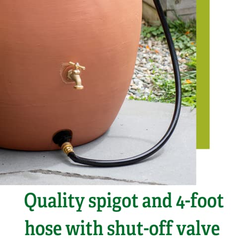 Rainwater Urn, 50 Gallon, 4' Hose Included, Brass Water Spigot, Removable Top