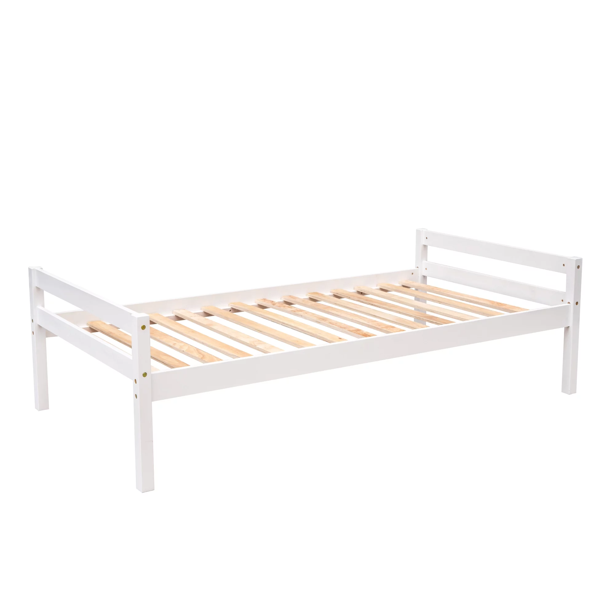 Euroco Wood Twin Bunk Loft Bed with Desk, Drawers and Shelf for Kids, White