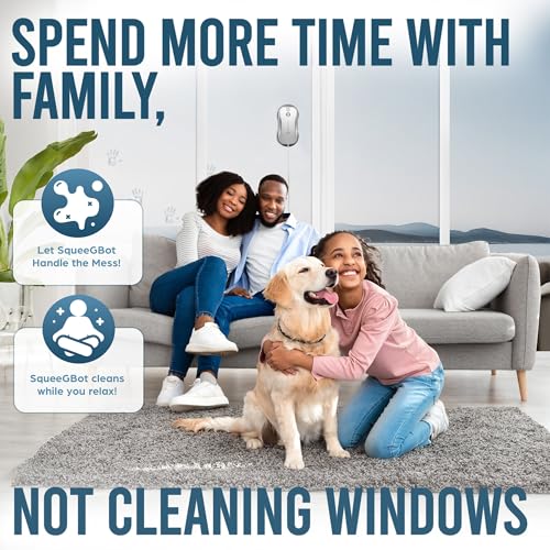 SqueeGBot Window Cleaning Robot Ideal for Panoramic Windows, Tiles, Mirrors, Robot Windows Cleaner with Intelligent AI 5.0 Navigation, Electric Window Cleaner Water Spraying, up to 5300 Pa