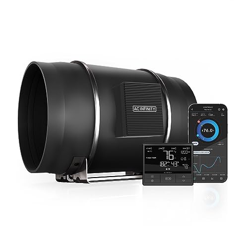 AC Infinity CLOUDLINE PRO 12, Quiet 12" Inline Duct Fan with Controller – EC Motor Ventilation Exhaust Fan for Heating Cooling Booster, Grow Tents, Hydroponics