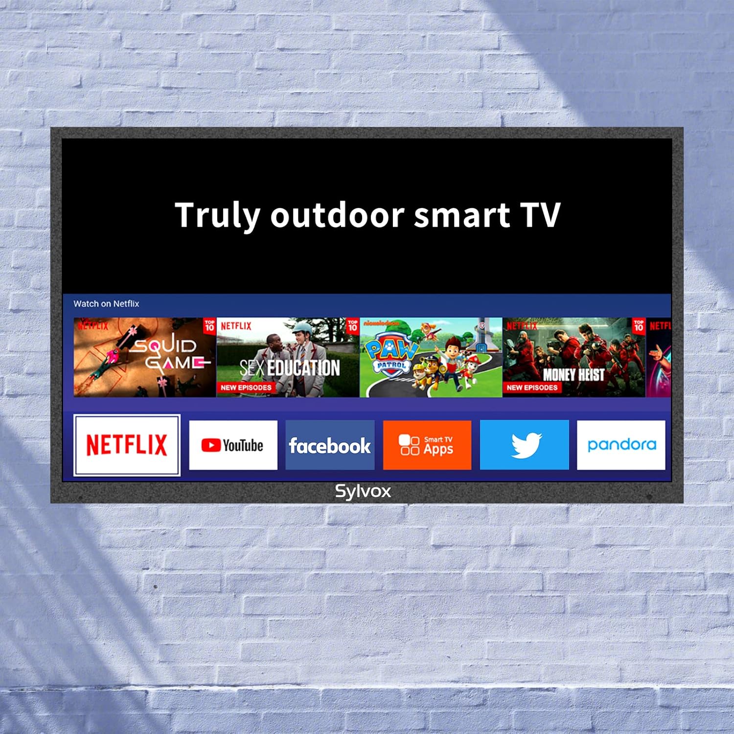 SYLVOX 43" Outdoor TV with 60W Waterproof Soundbar, Weatherproof TV for Outdoor, 4K UHD, IP55 Waterproof, 1000 Nit Suitable for Partial Sun & Full Shade Areas(Deck Series)