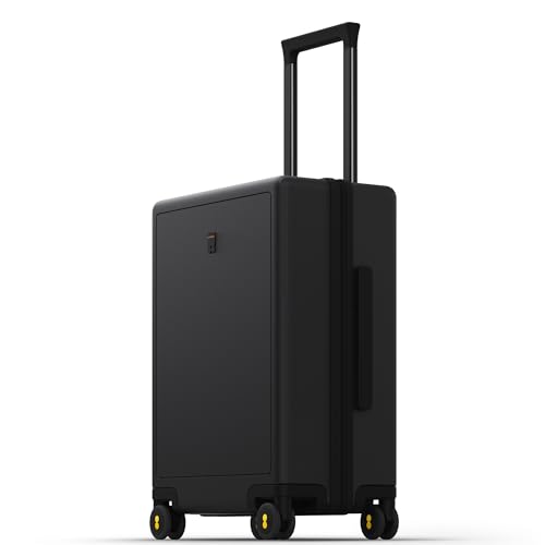 LEVEL8 Hard Shell Carry on Luggage Airline Approved, Carry-on Suitcases with Wheels, Lightweight Luminous Textured Hardside Travel Bag with Tsa Lock, 20 Inch, Black
