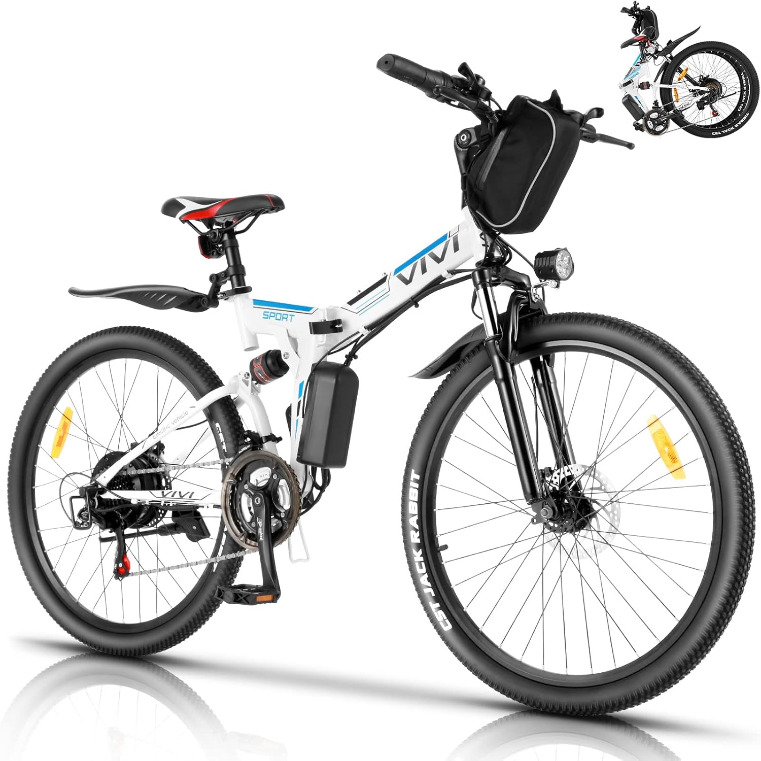 VIVI Electric Bike for Adults, Folding Electric Mountain Bicycle Adults 26 inch E-Bike 350W Motor Professional 21 Speed Gears with Removable Lithium-Ion Battery, 20MPH Speed, Up to 50 Miles