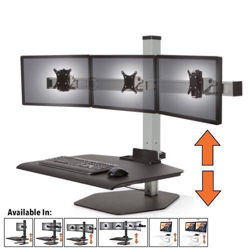Stand Steady Winston Workstation Triple Monitor Mount Sit-Stand Desk (Innovative WNST-3) | Three Monitor Standing Desk Workstati