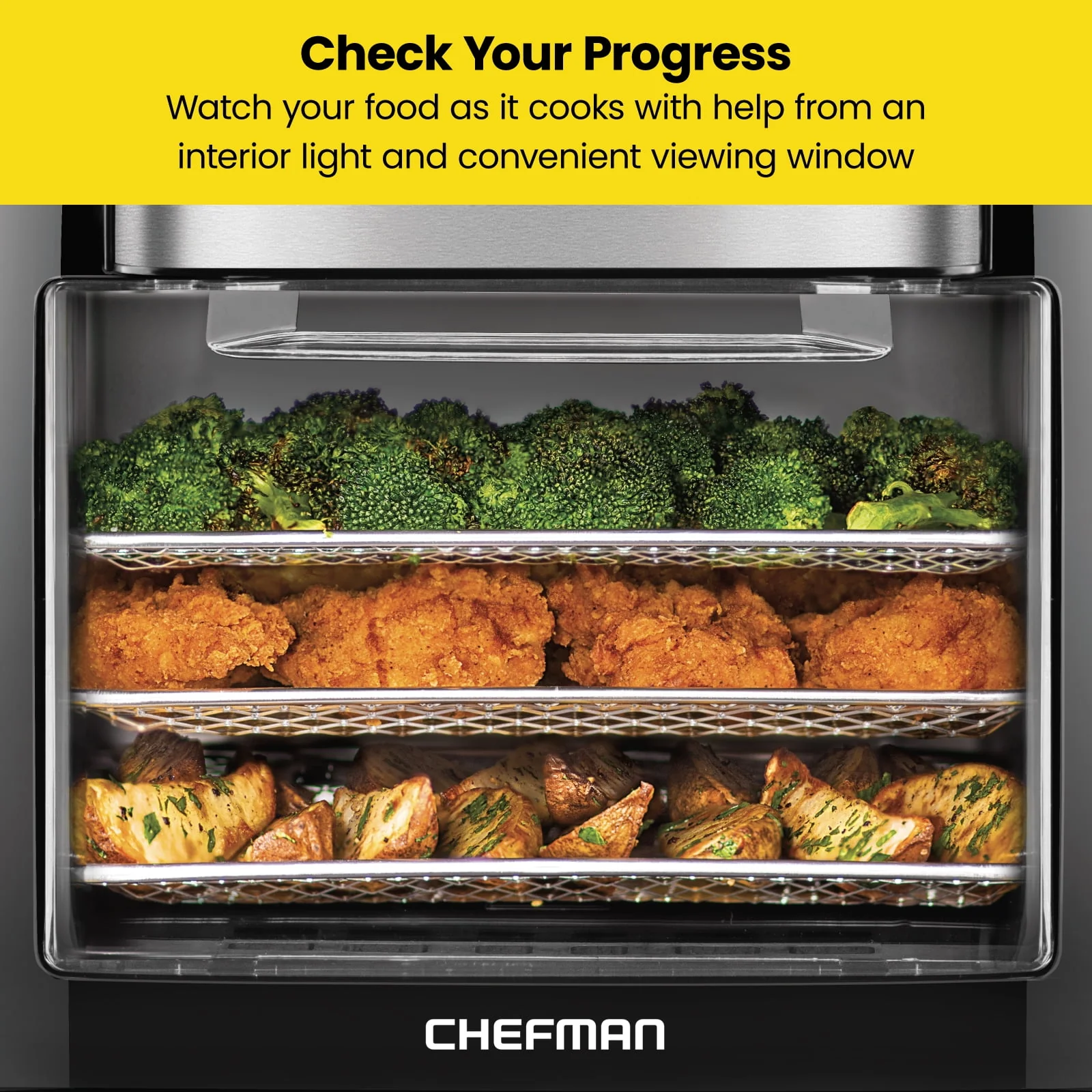 Chefman Multifunctional Digital 10 Qt. Air Fryer+ Rotisserie, Fry, Roast & Bake, 17 Presets - Black, New