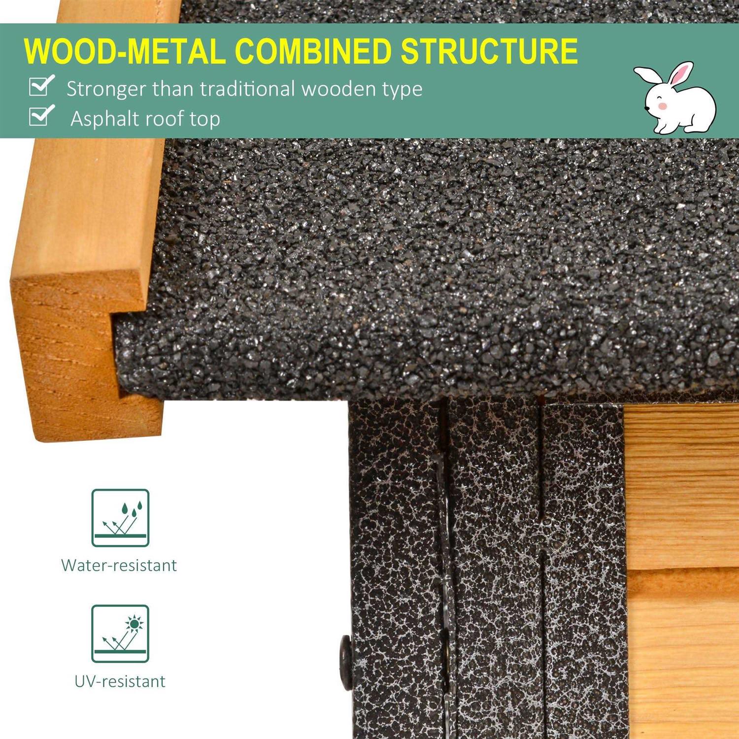 PawHut Wood-metal Elevated Pet Bunny House Rabbit Cage with Slide-Out Tray Outdoor - Pet Supplies online store