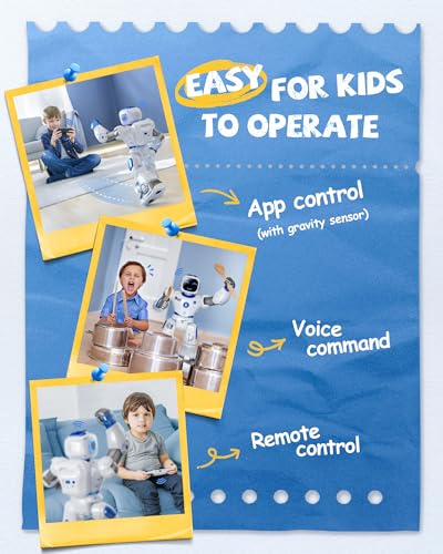 Ruko 1088 Smart Robots for Kids, Large Programmable Interactive RC Robot with Voice Control, APP Control, Boys & Girls, Blue & Pink