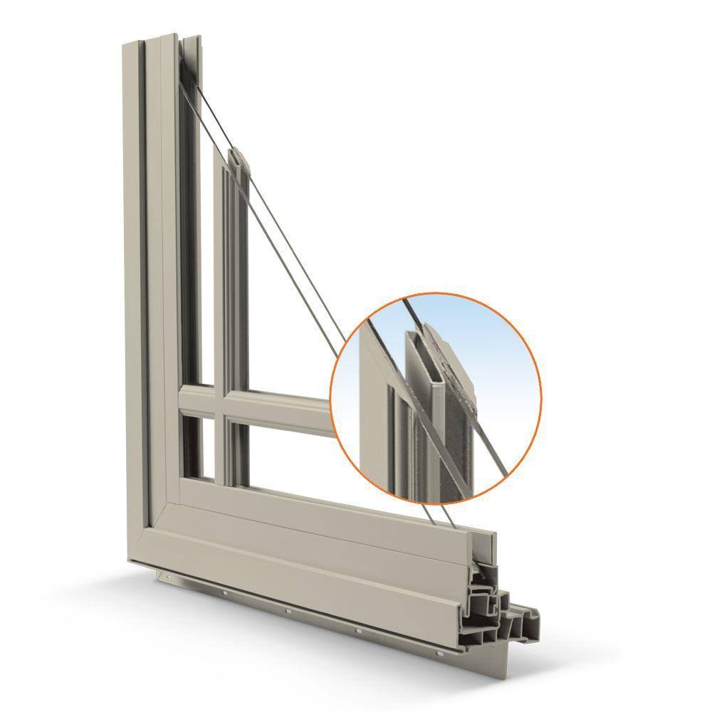 JELD-WEN 29.5 in. x 47.5 in. V-4500 Series Desert Sand Vinyl Left-Handed Casement Window with Fiberglass Mesh Screen CS2120