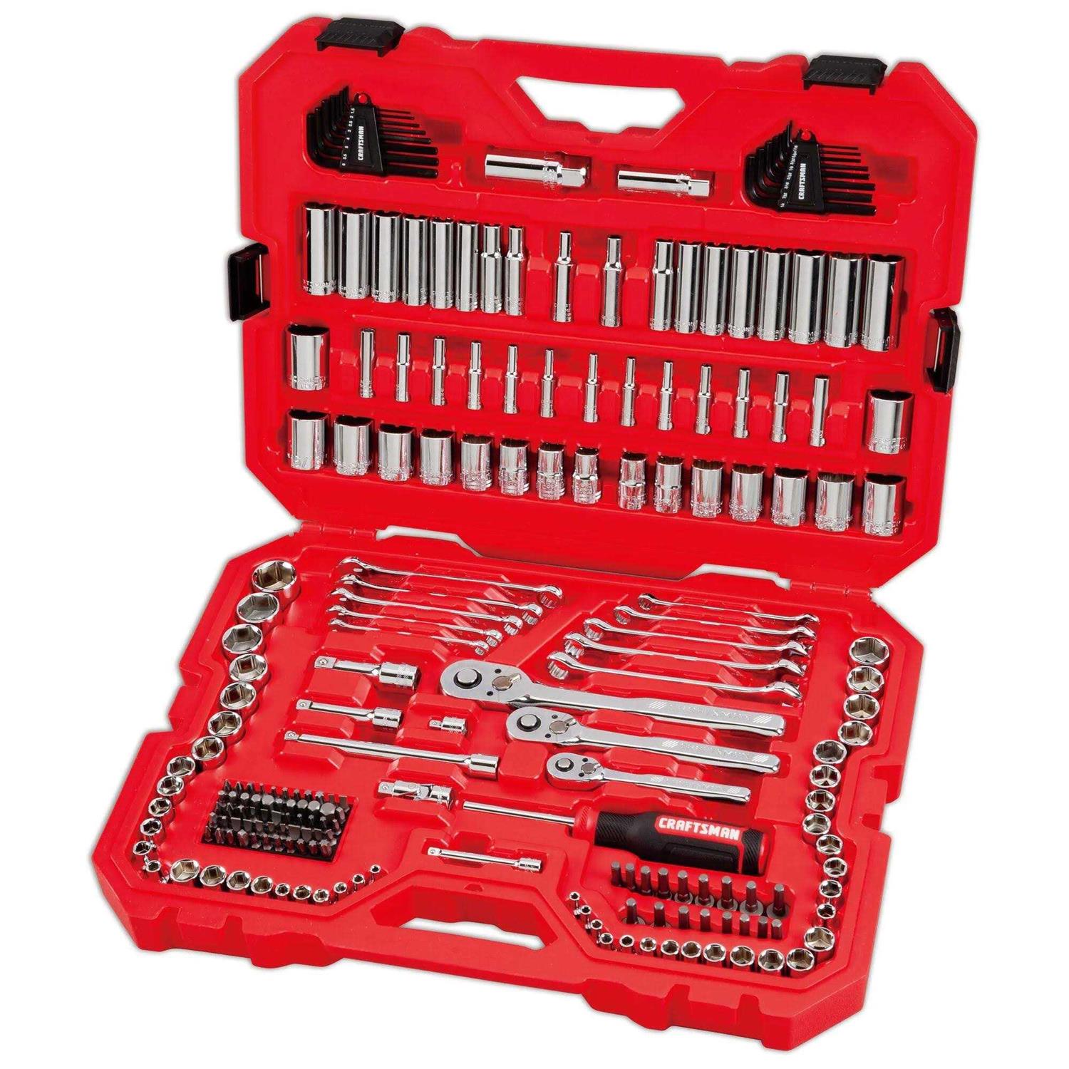Craftsman 206-Piece Standard and Metric Combination Polished Chrome Mechanics Tool Set with Hard Case - Shop Hardware Tools Online Store