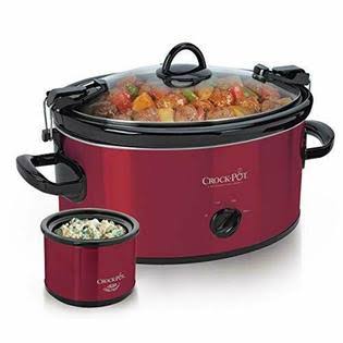 Crock-Pot 6-Quart Cook and Carry Slow Cooker with Little Dipper Warmer Red