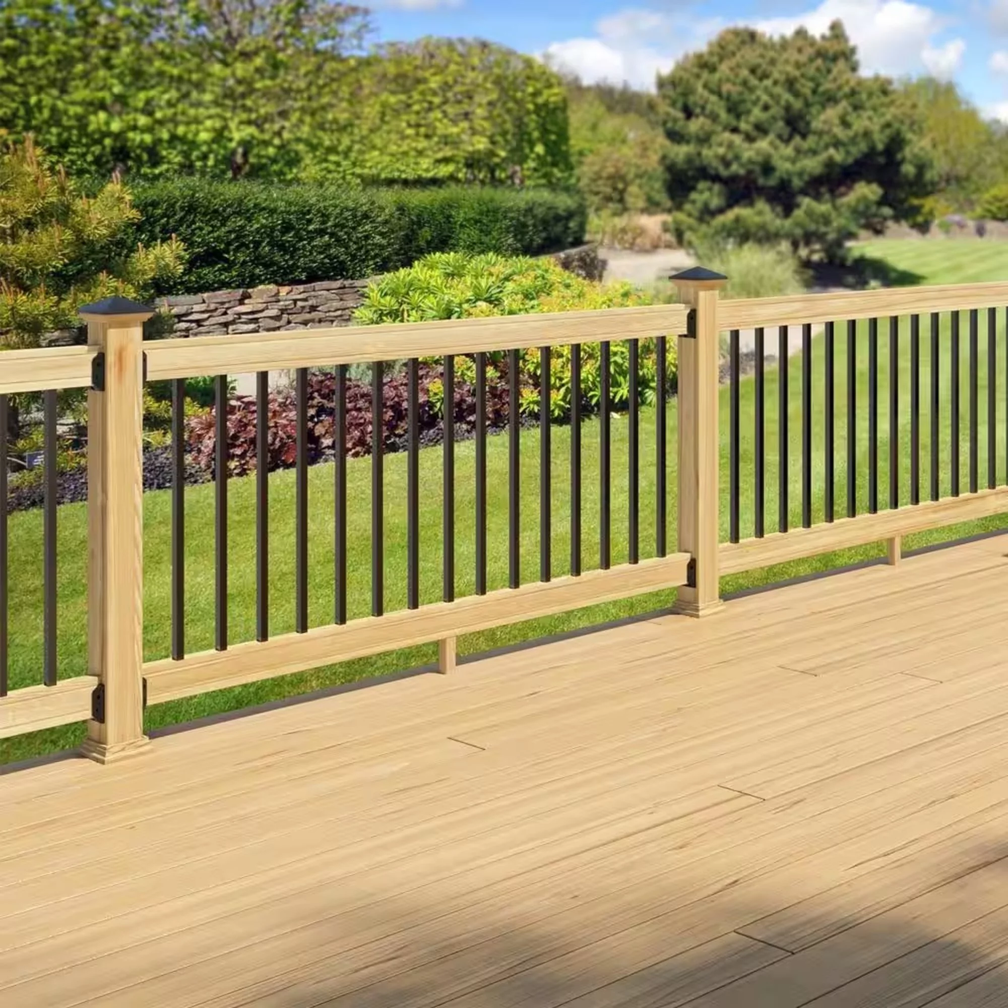 ProWood 6 ft. Pressure-Treated Wood Railing Kit with Square Aluminum Balusters