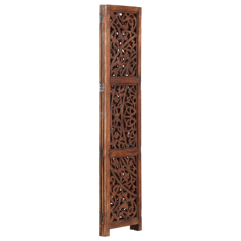 Hand Carved 3-Panel Room Divider Brown 47.2x22x65x22 Solid Mango Wood