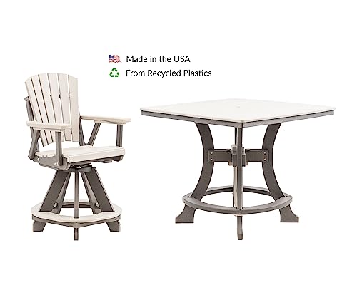 Grand Lake Amish Crafted 4 Person Poly Adirondack Counter Height Table Set (Dark Gray on Black)