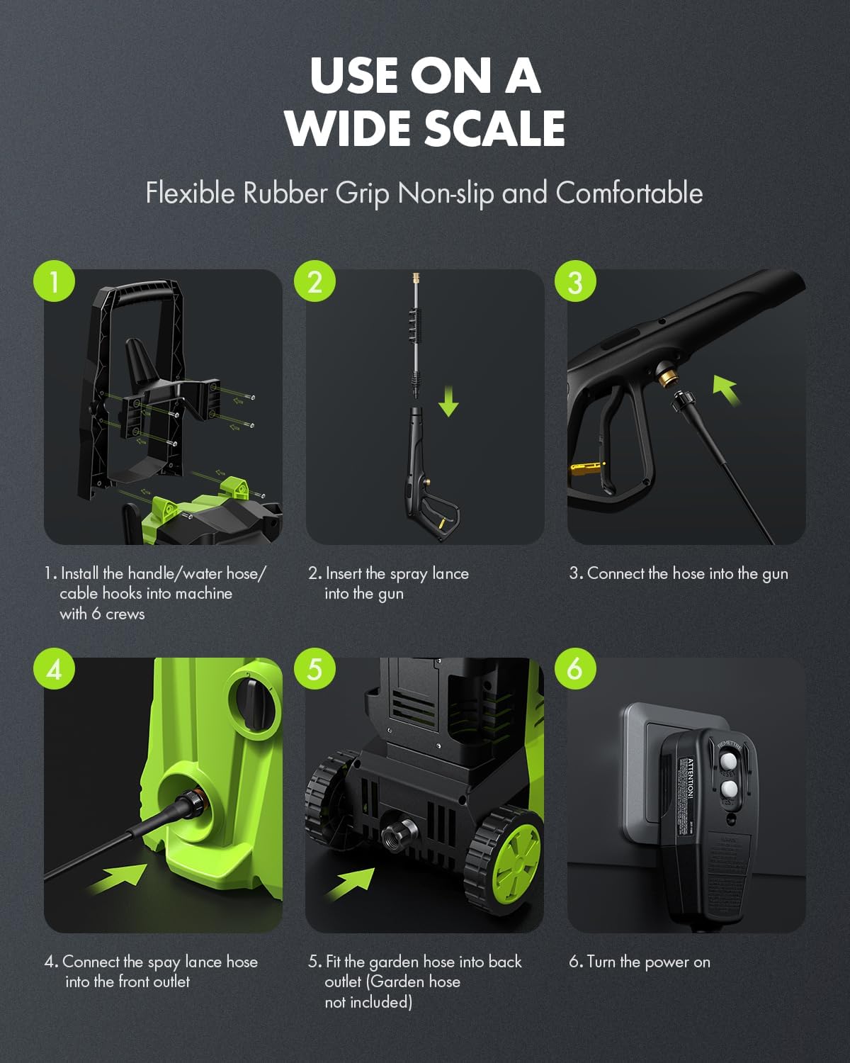 Electric Pressure Washer Power Washers - Anykit 1600 PSI Power Washers Electric Powered Max 1.2 GPM with 4 Quick Connected Nozzles,Water Pressure Washer for Cleaning Car Patio deck Outdoors