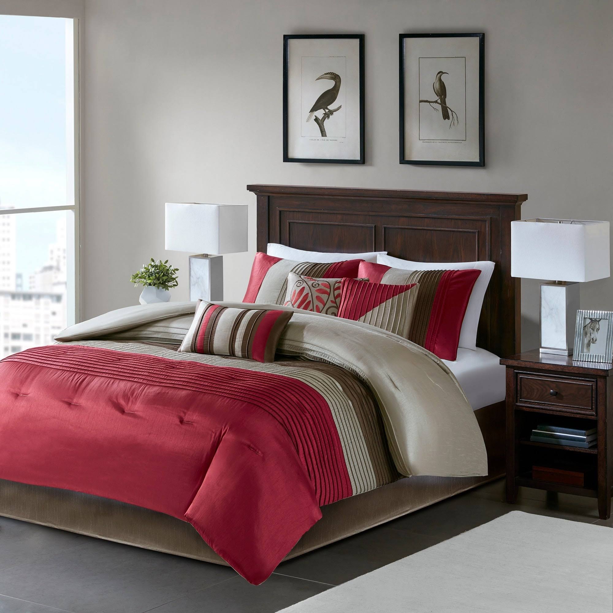 Madison Park 7 Piece Comforter Set, California King - Red