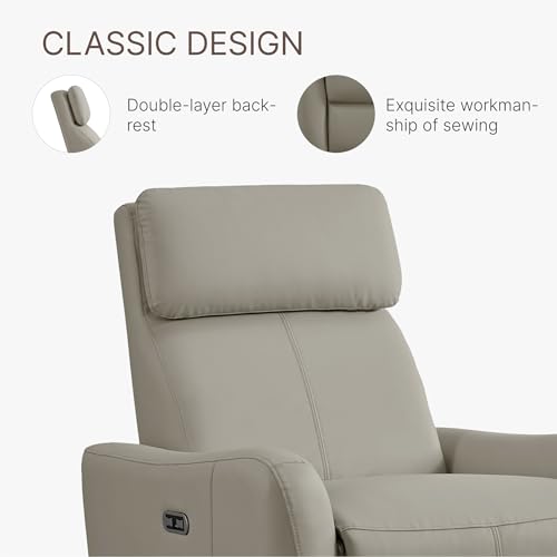 Power Leather Recliner Chair with USB Port Electric Swivel Rocker Nursery Glider Sofa for Living Room Bedroom, Terracotta Brown