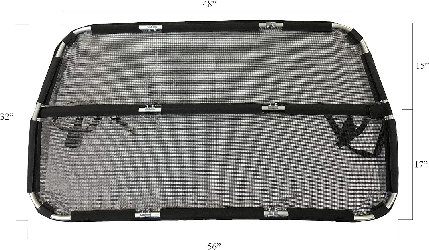 Bushwhacker Deluxe Dog Barrier 56 Wide - Ideal for Trucks, Large SUVs, Full Sized Sedans - Pet Restraint Car Backseat Divider Vehicle Gate Cargo Area Travel Trunk Mesh Net Screen Barricade