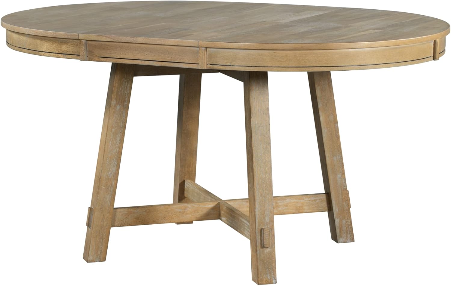 Gecheer Farmhouse Round Extendable Dining Table with 16" Leaf Wood Kitchen Table (Natural Wood Wash)
