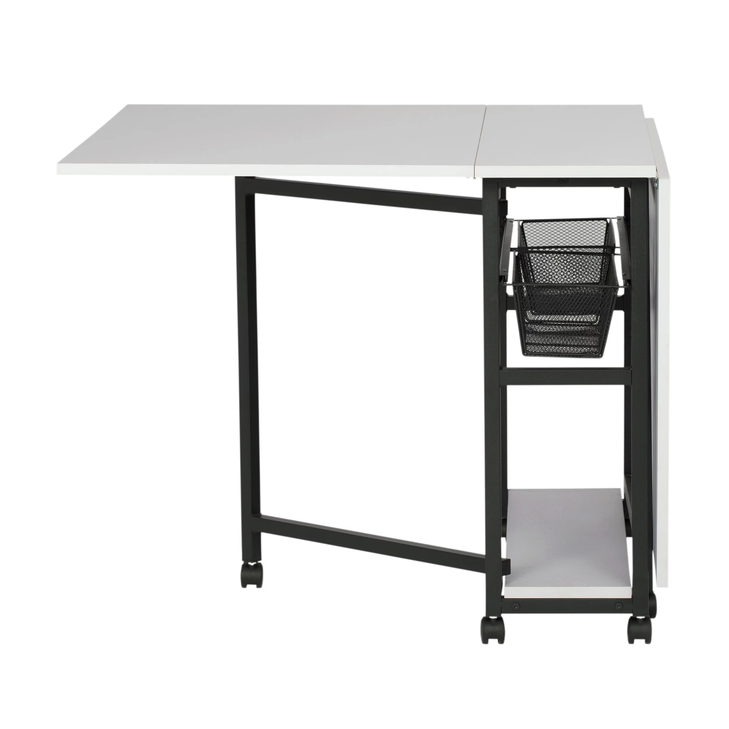 Sew Ready Mobile Fabric Cutting Table with Storage 30" H in Charcoal/White