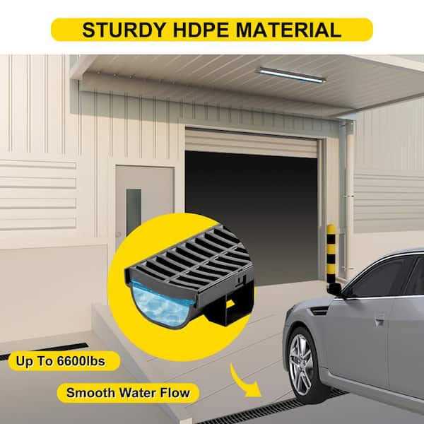 VEVOR Trench Drain System Channel Drain with Plastic Grate 5.8x3.1 inch Hdpe Drainage Trench - Shop Hardware Tools Online Store