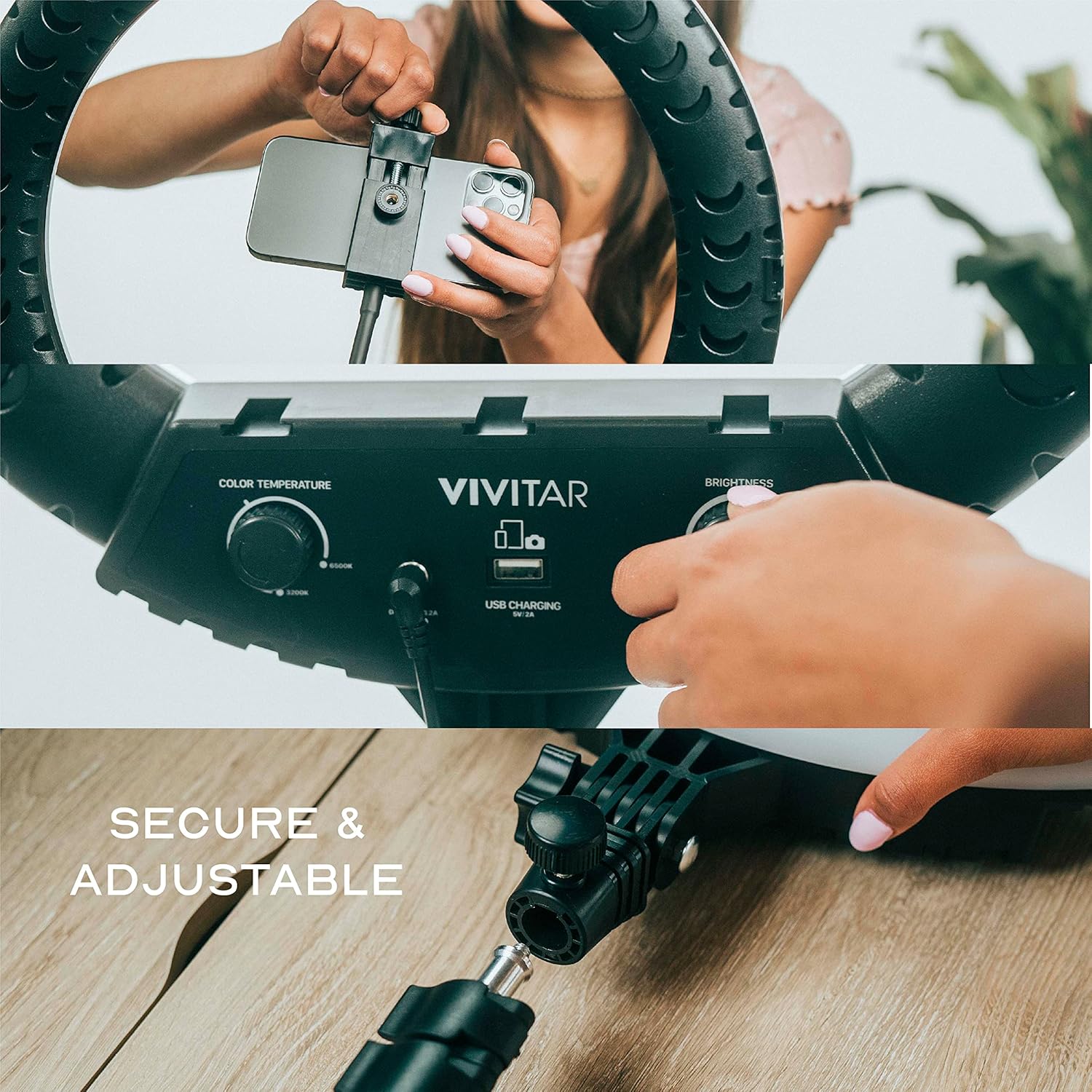 Vivitar LED Ring Light with Stand, 18 Inch Adjustable Brightness Ring Light with Tablet Holder and Wireless Remote, Portable Lighting for Photo Studio, Makeup, Streaming, Photography