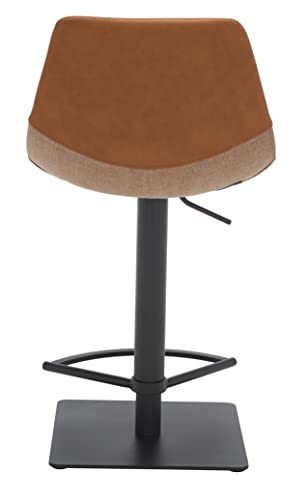 Safavieh Home Collection Rylen Cognac Brown/Black Gas Lift Adjustable Height Bar Stool