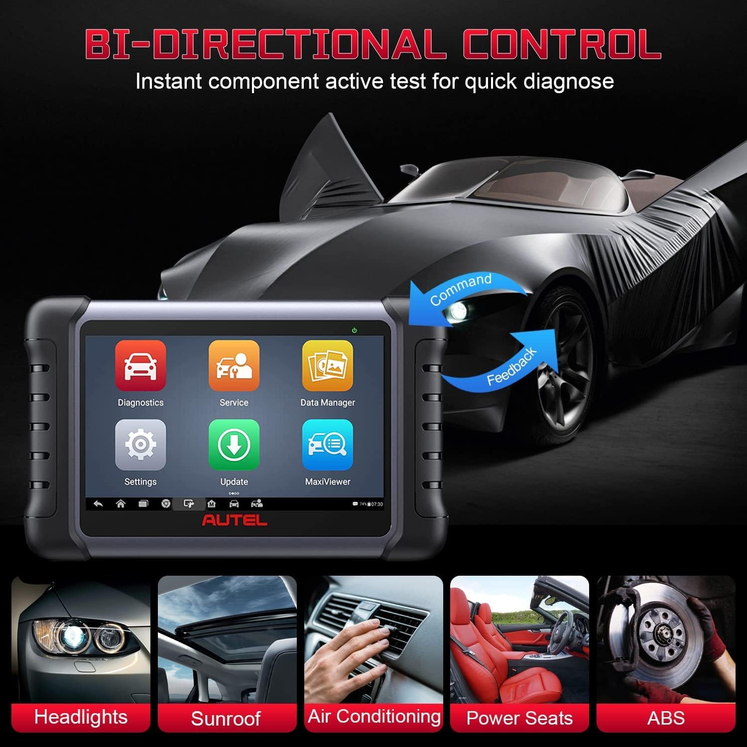 Autel MaxiCOM MK808Z with 60$ MV108S, 2024 Android 11 MK808 Bidirectional Scan Tool Same As MK808BT Pro MX808S MK808S, Alternative to MaxiCheck MX900 OBD2 Scanner, 28+ Service, Active Testing scanner