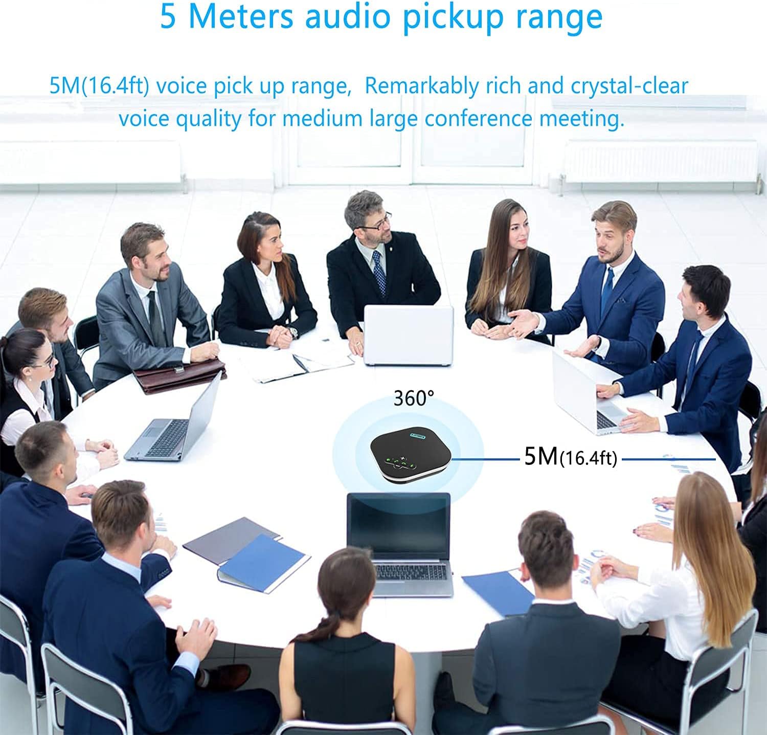 TONGVEO USB Speakerphone Conference Microphone,M3 Conference Speaker Built-in Full Duplex 360°Voice Pickup 4 AI Microphones Noise Cancellation Mics for Video Conference,Gaming,Chatting,Skype…