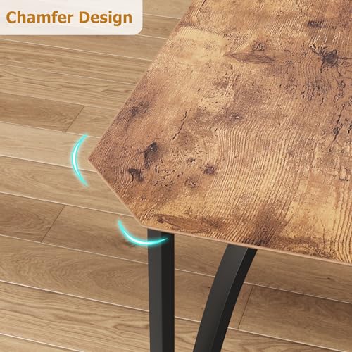 GAOMON Dining Table Set for 2, Kitchen Table and Chairs with Chamfer Design, 3 Piece Dining Room Set with Cushion Seats for Small Spaces, Home Kitchen, Apartment - Rustic Brown