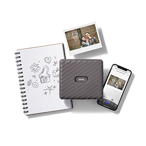 Fujifilm Instax Link Wide Printer Mocha Grey Bundle with Wide Twin Pack Instant Film and Cloth