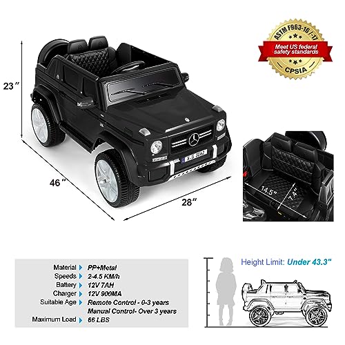 JOYLDIAS Licensed Mercedes-Benz G650S Ride On Car for Kids, 12V7AH Kids Ride On Truck with 2.4Ghz Remote Control, 3 Speeds, Bluetooth,Music,LED Lights, Spring Suspension, Blue