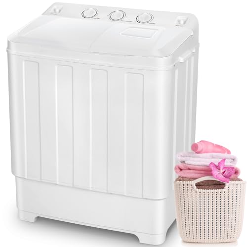Portable Washing Machine 30Lbs Capacity Twin Tub Compact Laundry Machine, Small Wwashing Machine for Apartments, Dorms, RVs