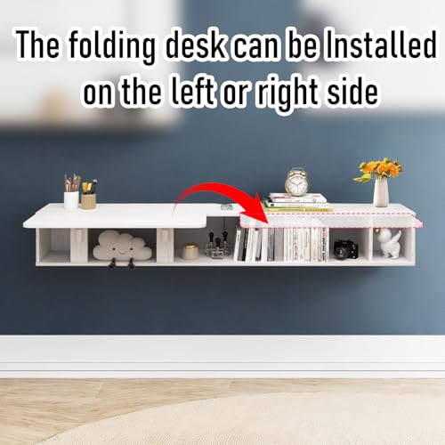 Pmnianhua 70'' Floating Desk with Storage Shelves,Wall Mounted Desk Laptop Computer Writing Study Table for Bedroom Small Space(Dark Grey)