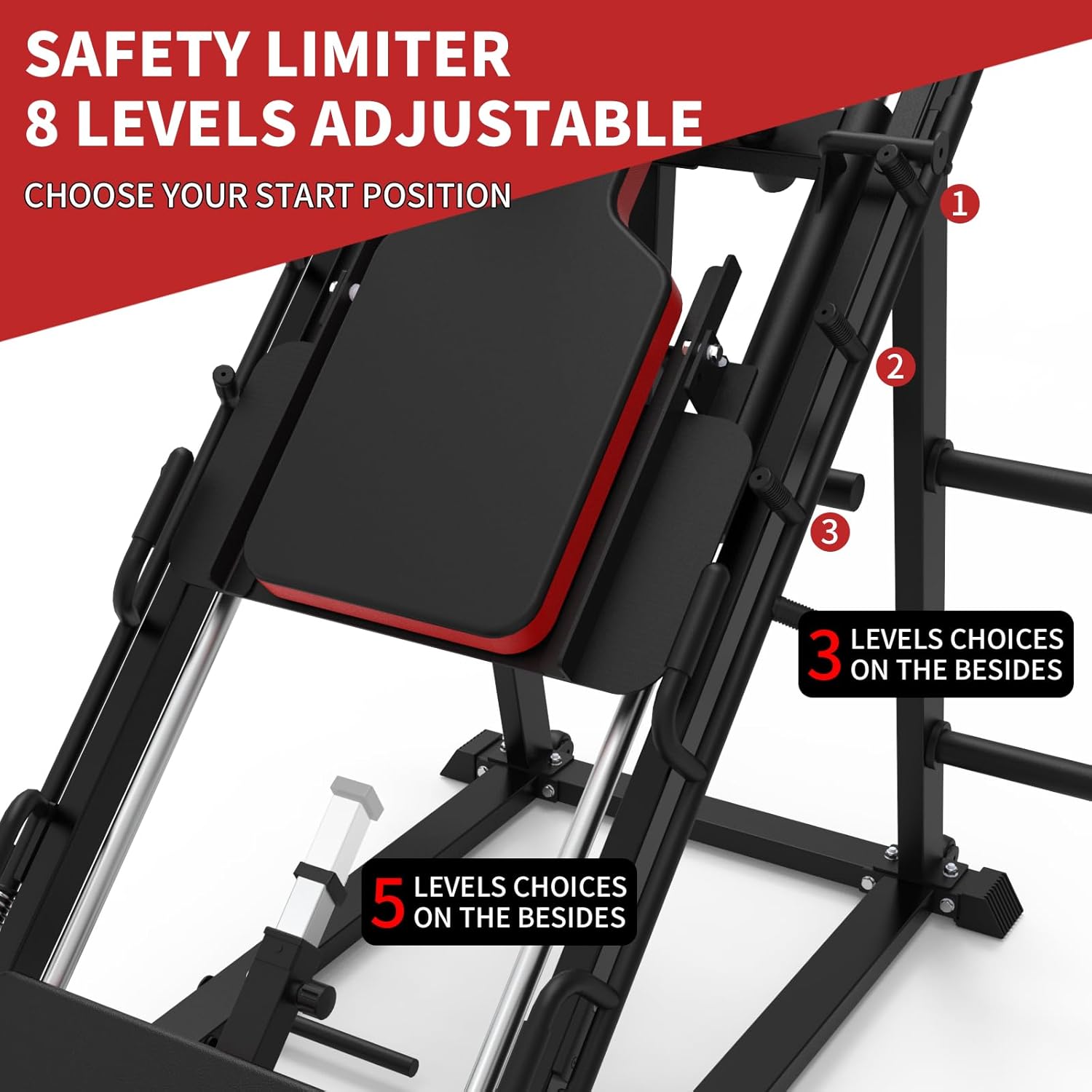 Leg Press Hack Squat Machine Combo, Hack Squat Leg Press Machine with Weight Storage Posts, Professional Adjustable Leg Exercise Machine with Linear Bearing for Full Lower Body Workout Home Gym