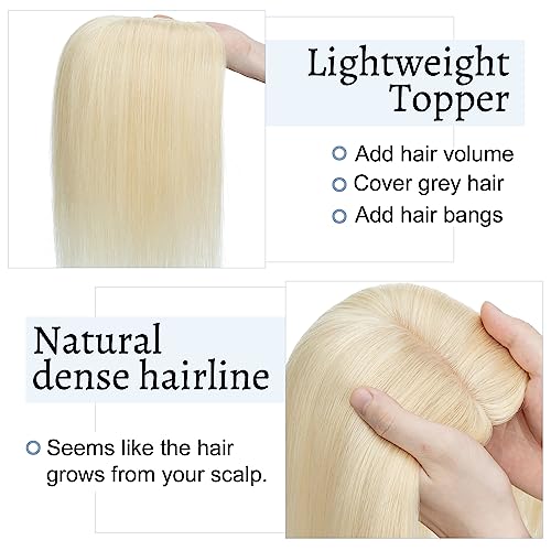 Hair Toppers for Women Real Human Hair No Bangs 7 * 13 CM Silk Base Clip In Topper Hairpieces Wiglet Top Hair Pieces for Women With Thinning Hair -18 Inch Dark Blonde