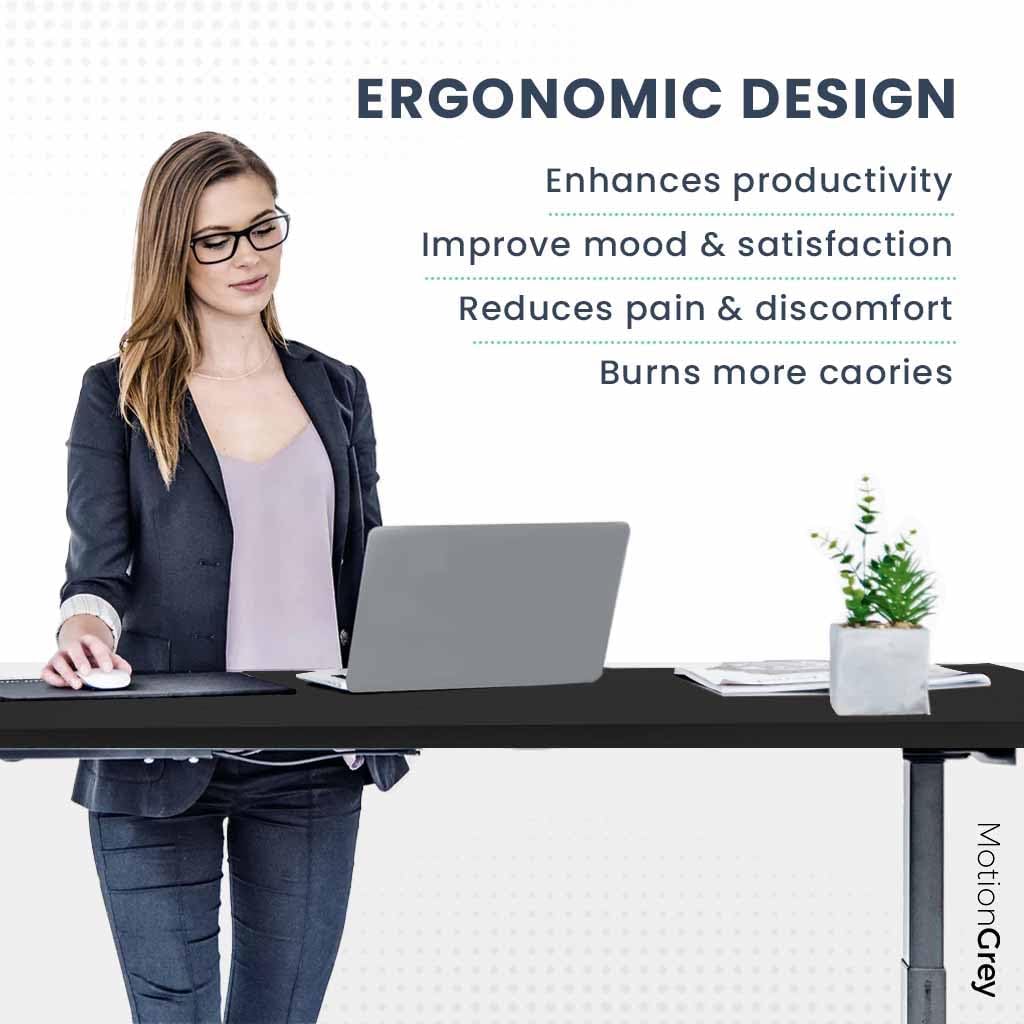 Height Adjustable L Shaped Standing Desk Left Side, 160 x 60 cm, Corner Desk, L Shape Desk, Adjustable Computer Electric Sit Stand Desk Stand - Black Frame Motorized with Table Top