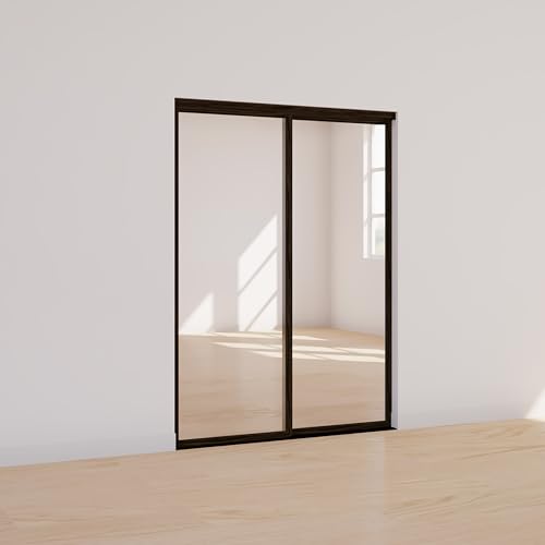 TSDC Narrow 48"x80" 2-Pane Modern Interior Sliding Glass Doors Room Dividers with Aluminum Framed Clear See-Through Tempered Glass for Residential & Commercial Spaces (Silver, 48" W x 80" H)