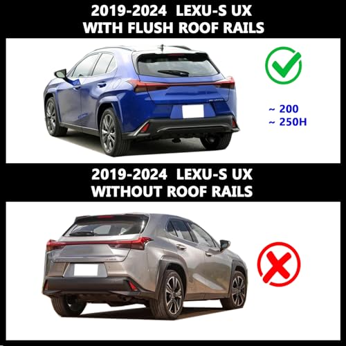 RAA ROKIOTOEX Coyote Roof Rack Crossbars Fit for 2019-2024 Lexu-s UX Flush Side Rails, Lockable Cross Bars for Rooftop Cargo Box Luggage, Ski Board, Bike Carrier – Black KT20