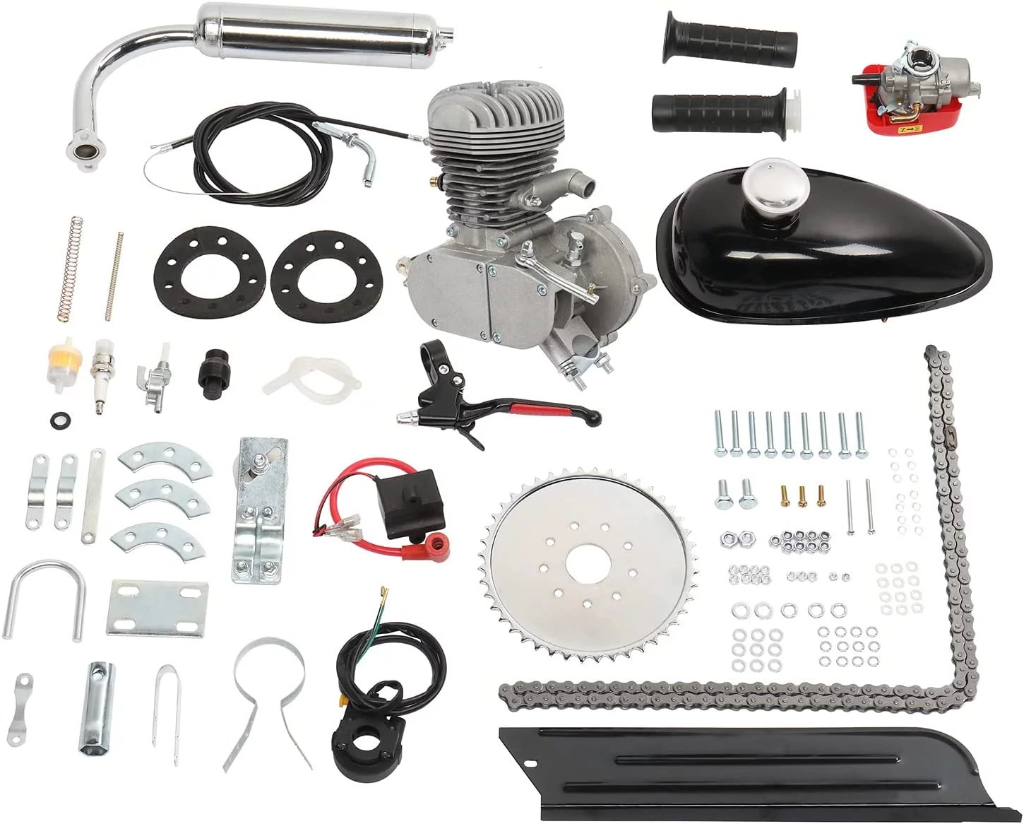 PEXMOR 100cc Bicycle Motor Engine Kit, 2-Stroke Petrol Gas Motor Motorized Bike Kit, Gas Bike Conversion Refit Set Super Fuel-efficient for 26" 28" V Frame Bicycle - Curated Treasures Market