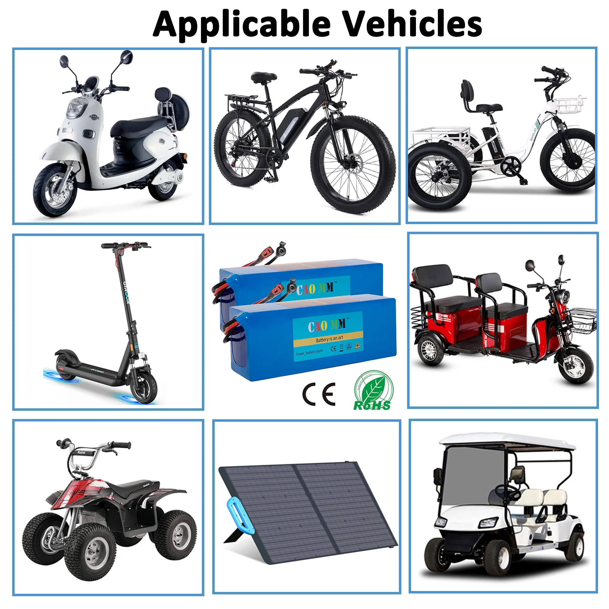 Ebike Battery 48V 8Ah Lithium Battery 30A BMS with Charger 48V Battery for 750W Electric Bike Motorcycle