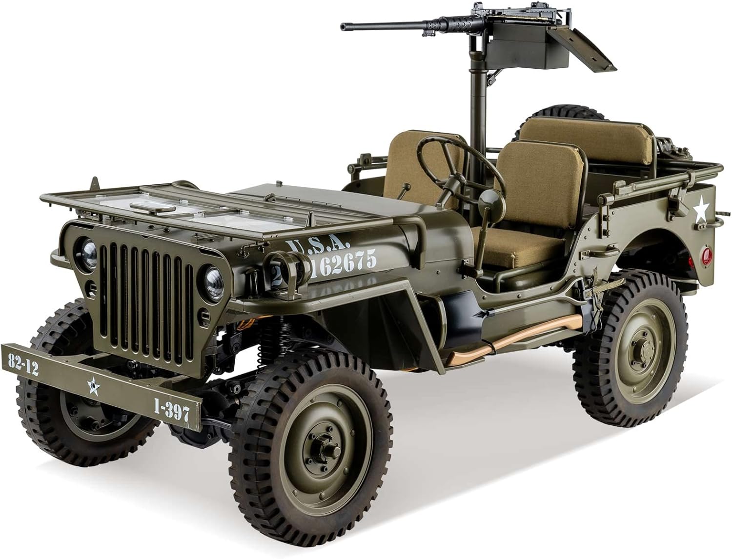 RocHobby 1/12 1941 MB Scaler RC Jeep, 4x4 Hobby Grade RTR RC Car Mini RC Rock Crawler Military, 2.4Ghz RC Truck with 180 Brushed Motor, LED Lights, Battery and USB Charger for Adults