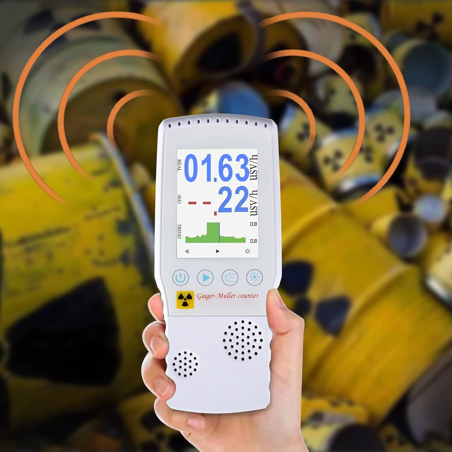 Geiger Counter Nuclear Radiation Detector Beta Gamma X-ray Tester Handheld Portable Dosimeter Monitor Digital Meter Marble Radioactive Alarm Counter High Sensitivity Accuracy Large Screen Dosimeter