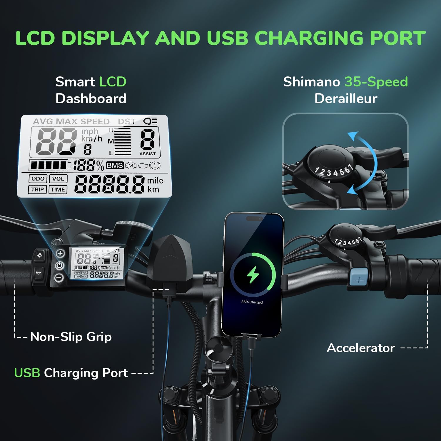 isinwheel M10 Electric Bike for Adults with 374.4Wh Removable Battery, 46Miles 20MPH Commuting Electric Mountain Bike with 500W Brushless Motor, 35 Speed, 26" Tires and Front Fork Suspensio