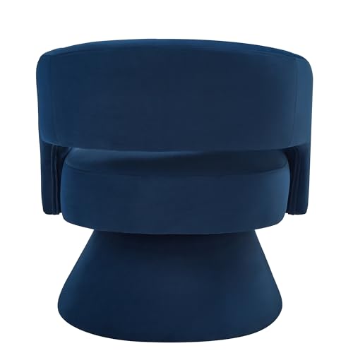 Swivel Barrel Chair, Velvet Round Upholstered Accent Chairs,Lounge chair with Open Backrest, 360 Degree Comfy Single sofa Dresser chair for Living room, hotel, bedroom, office (Navy)