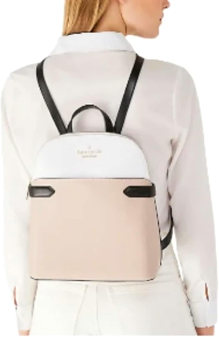 Kate spade new york Staci Dome Leather Medium Backpack Warm Beige Black