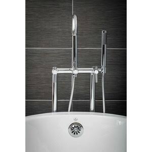 Pelham u0026 White Luxury Tub Filler Faucet, Modern Design, Floor Mount Installation, Lever Handles, Polished Chrome Finish - Br