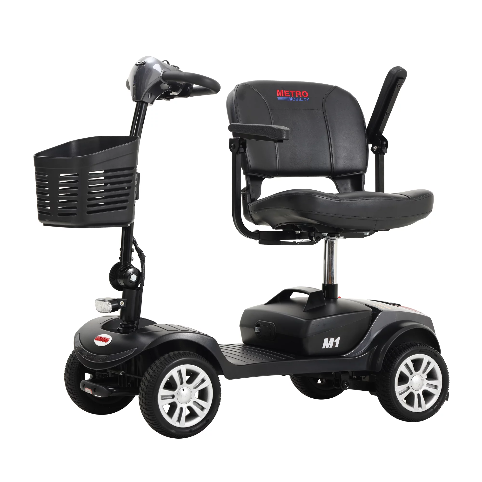 BTMWAY Mobility Scooter, 4 Wheels Electric Scooter for Seniors, Compact Folding Travel Mobility Scooters for Adult, Transformer Mobility Scooter with Swivel Seat, Front and Rear LED Light, Silver