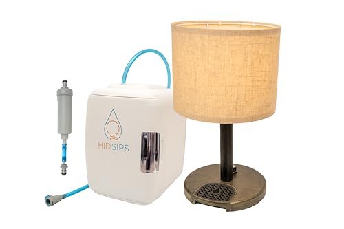 HydraLamp with Mini Fridge, Bedside Desktop Water Dispenser Lamp, Water Pump, Included Water Reservoir and Filter, Bedside Water Dispenser, LED Table Lamp, for Home, Bed, Office