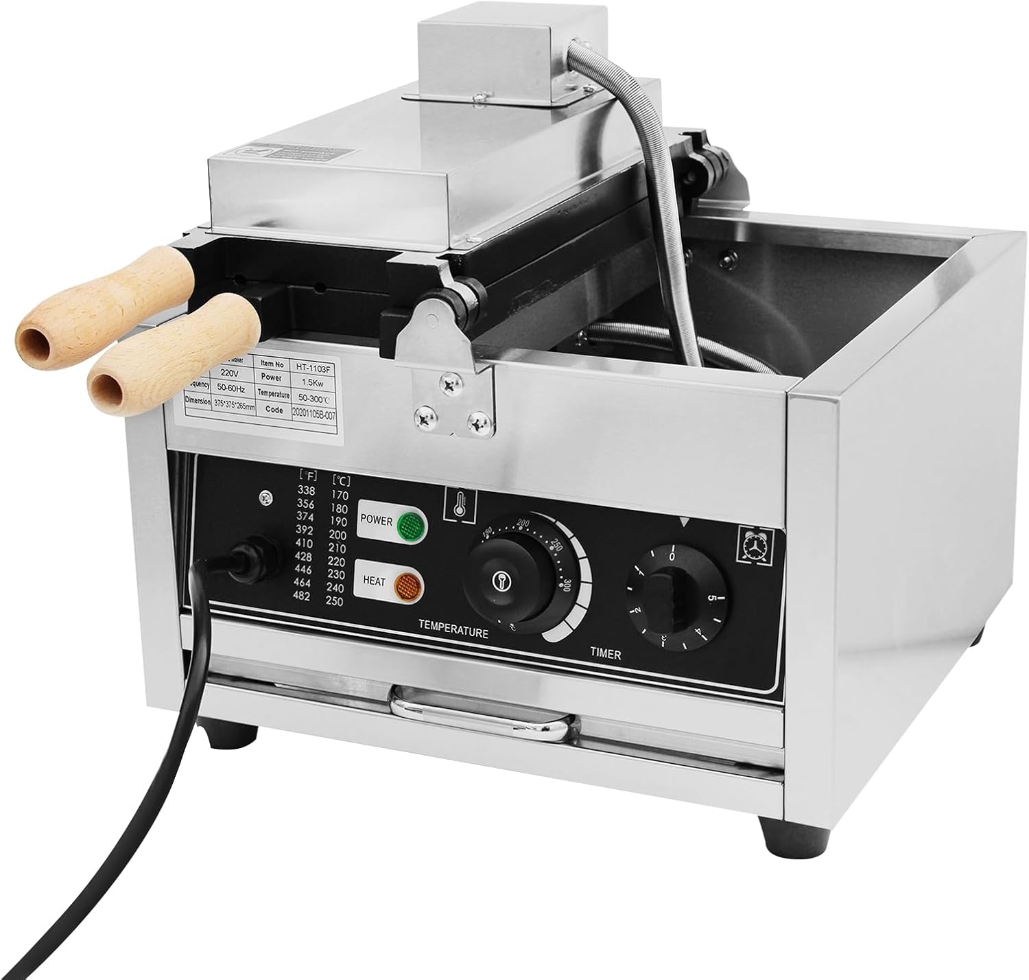 Egg Waffle Maker, 42pcs Commercial Electric Donut Ball Waffle Maker Steel Baker Machine With Time & Temp. Control, Stainless Steel Nonstick Bubble Waffle Machine for Homes, Restaurants