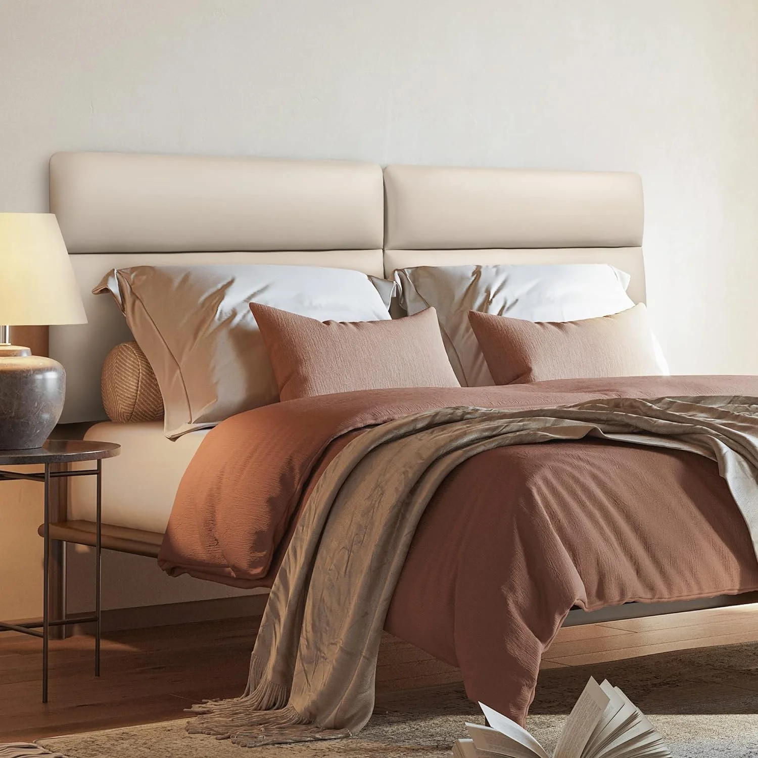Wall Mount Faux Leather Headboard for King Size Bed, Modern Style Upholstered Headboard, Adjust Height Freely, Easy to Assemble (Nature, King)